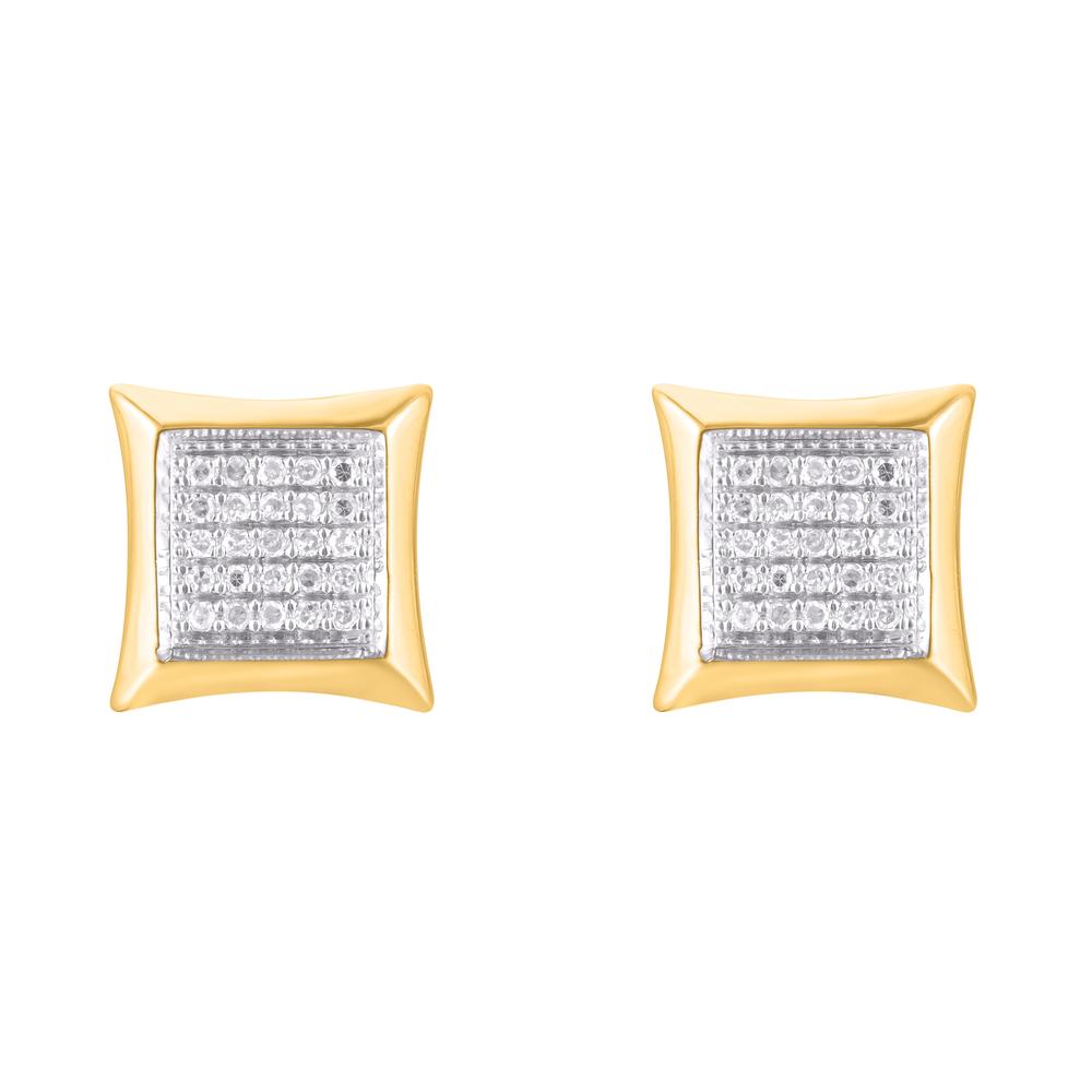10 Karat Yellow Gold 0.25 Carat Diamonds Square Earrings-0124204-YG