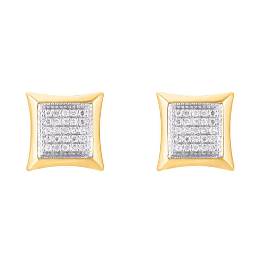 10 Karat Yellow Gold 0.25 Carat Diamonds Square Earrings-0124204-YG