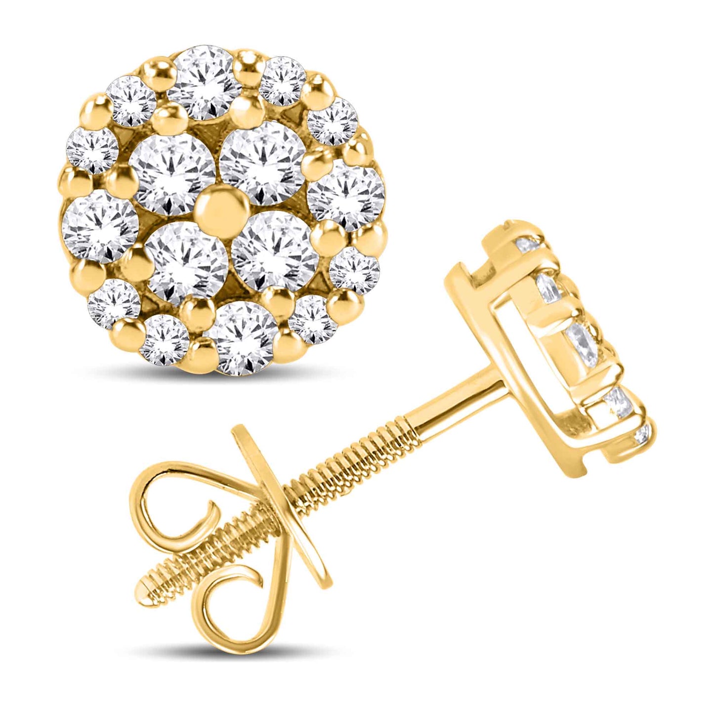 14 Karat All Yellow Gold 0.25 Carat Diamonds Round Earrings-0128081-ALY