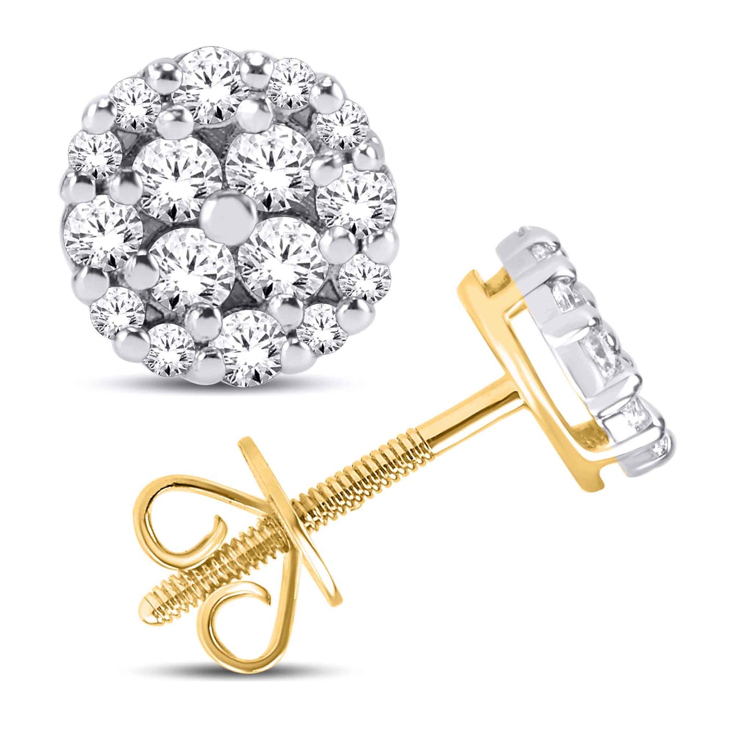 14 Karat Yellow Gold 0.25 Carat Diamonds Round Earrings-0128081-YG