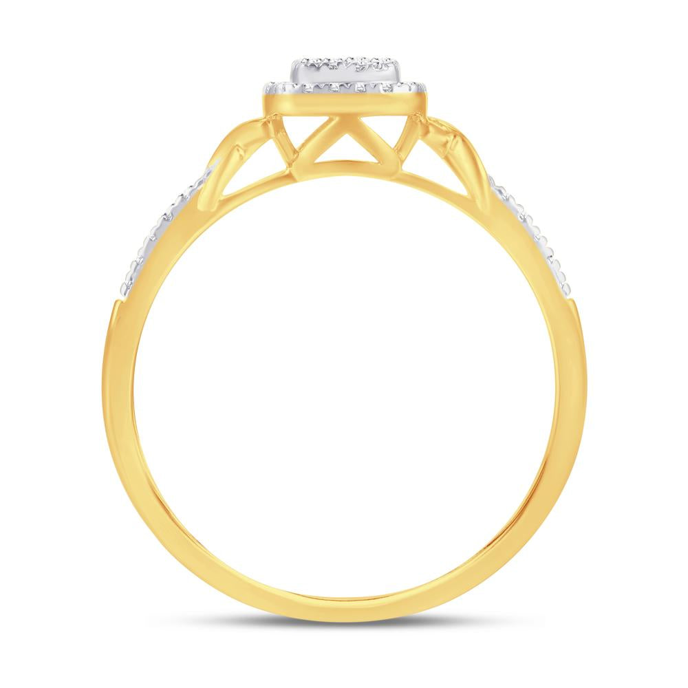 10 Karat Yellow Gold 0.12 Carat Diamonds Cushion Ladies Ring-0224012-YG