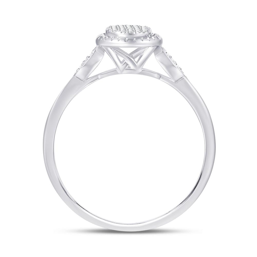 10 Karat White Gold 0.14 Carat Diamonds Oval Ladies Ring-0224017-WG