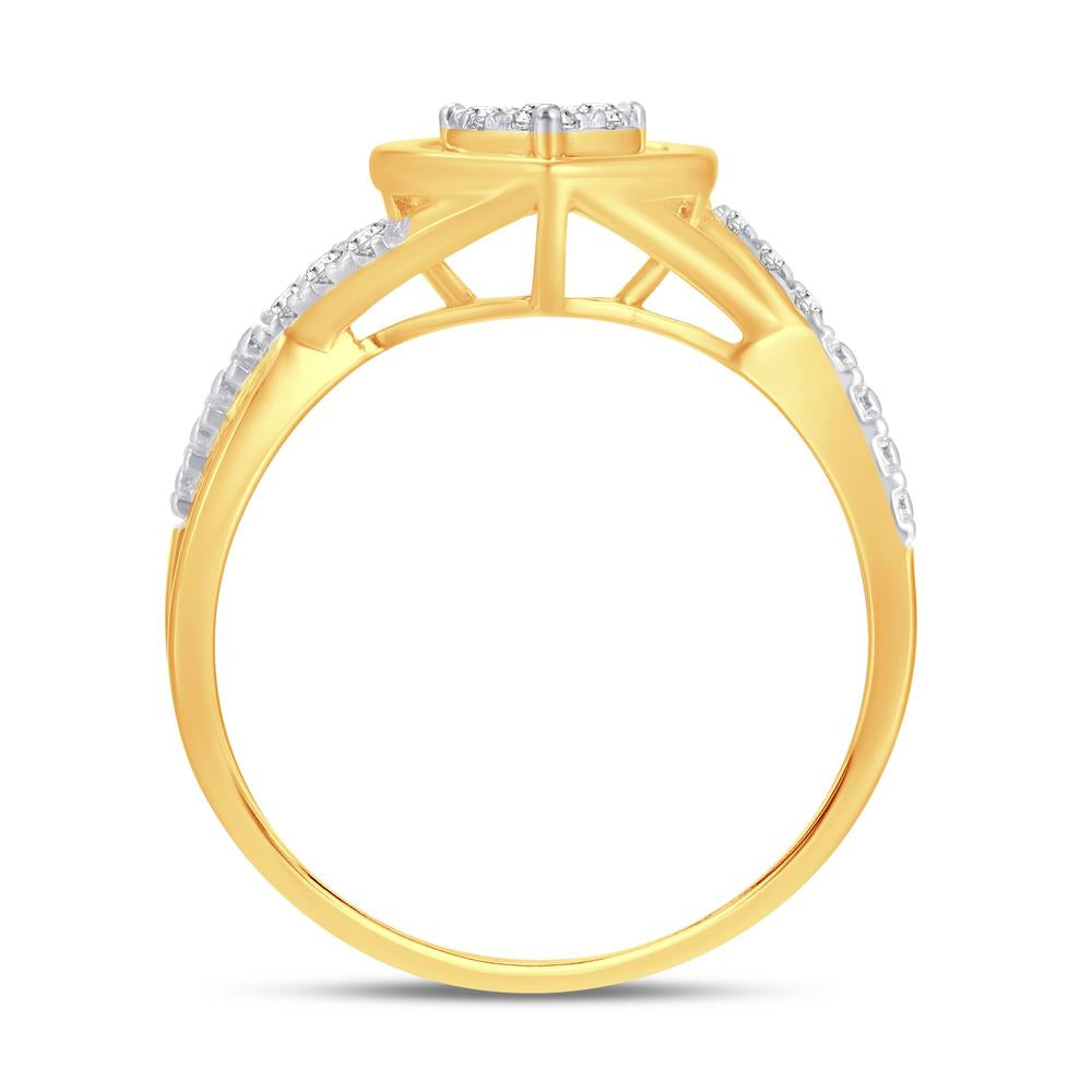 10 Karat Yellow Gold 0.12 Carat Diamonds Heart Ladies Ring-0224039-YG