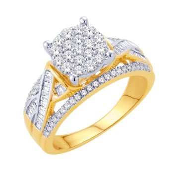 10 Karat Yellow Gold 0.80 Carat Diamonds Round Ladies Ring-0226187-YG