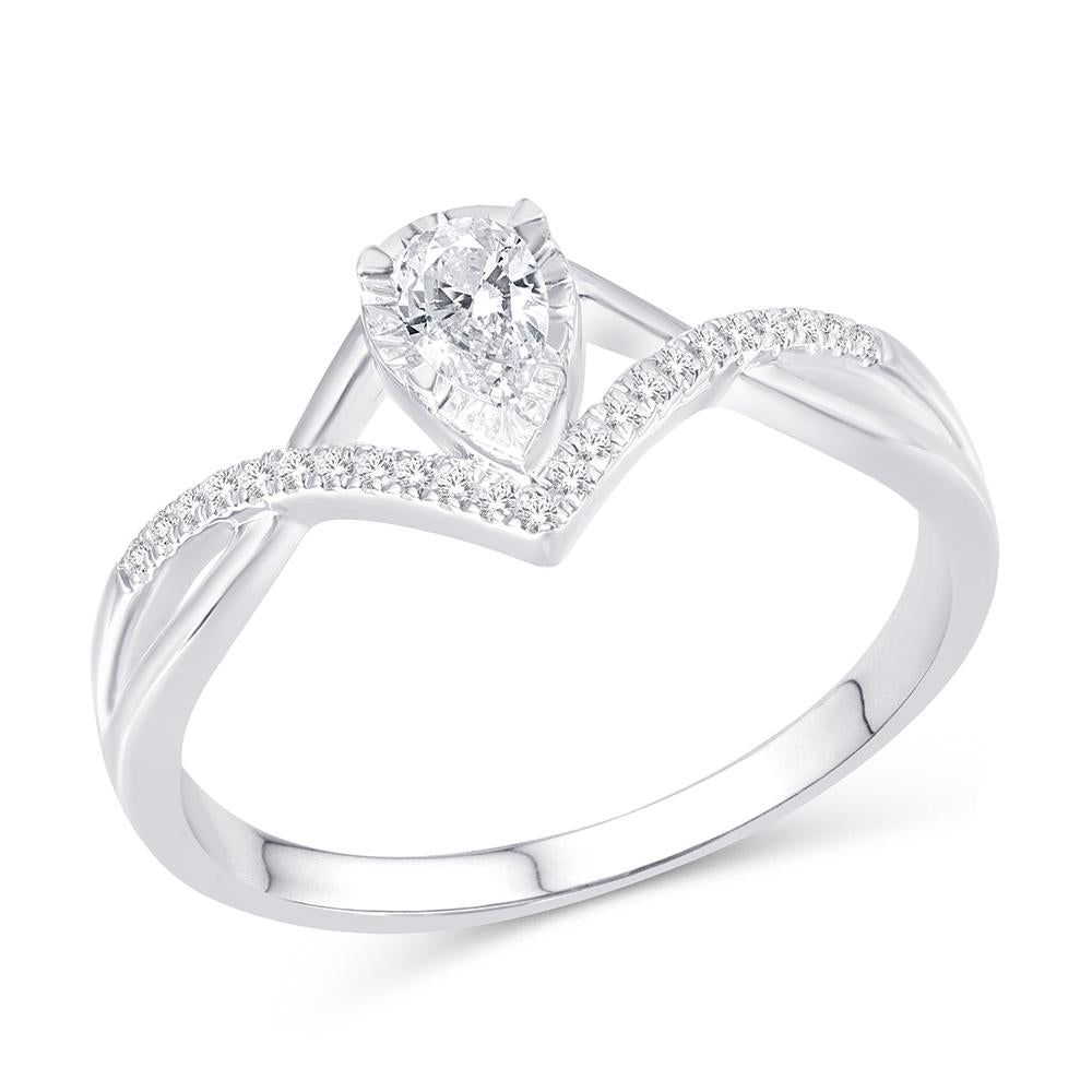 14 Karat White Gold 0.23 Carat Diamonds Pear Ladies Ring-0226270-WG