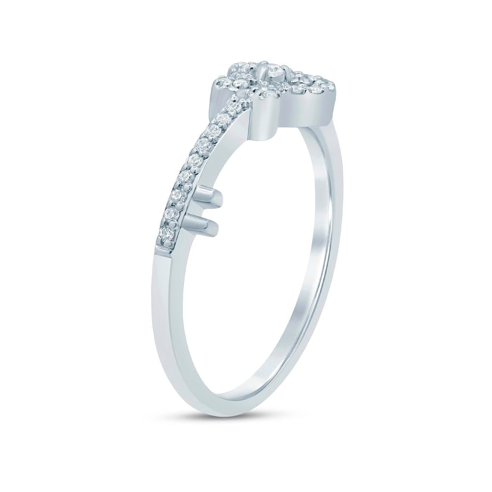 10 Karat White Gold 0.15 Carat Diamonds Key Ladies Ring-0229962-WG