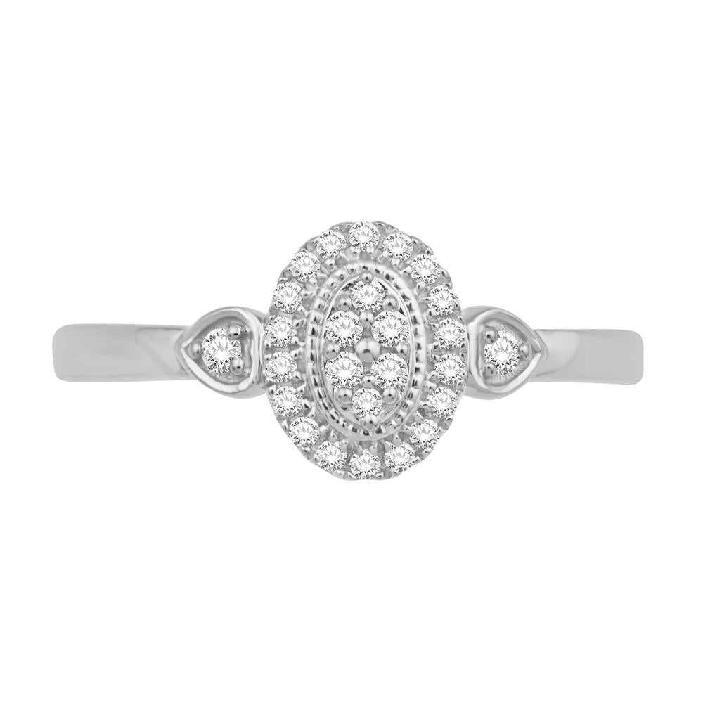 10 Karat White Gold 0.16 Carat Diamonds Oval Ladies Ring-0232182-WG