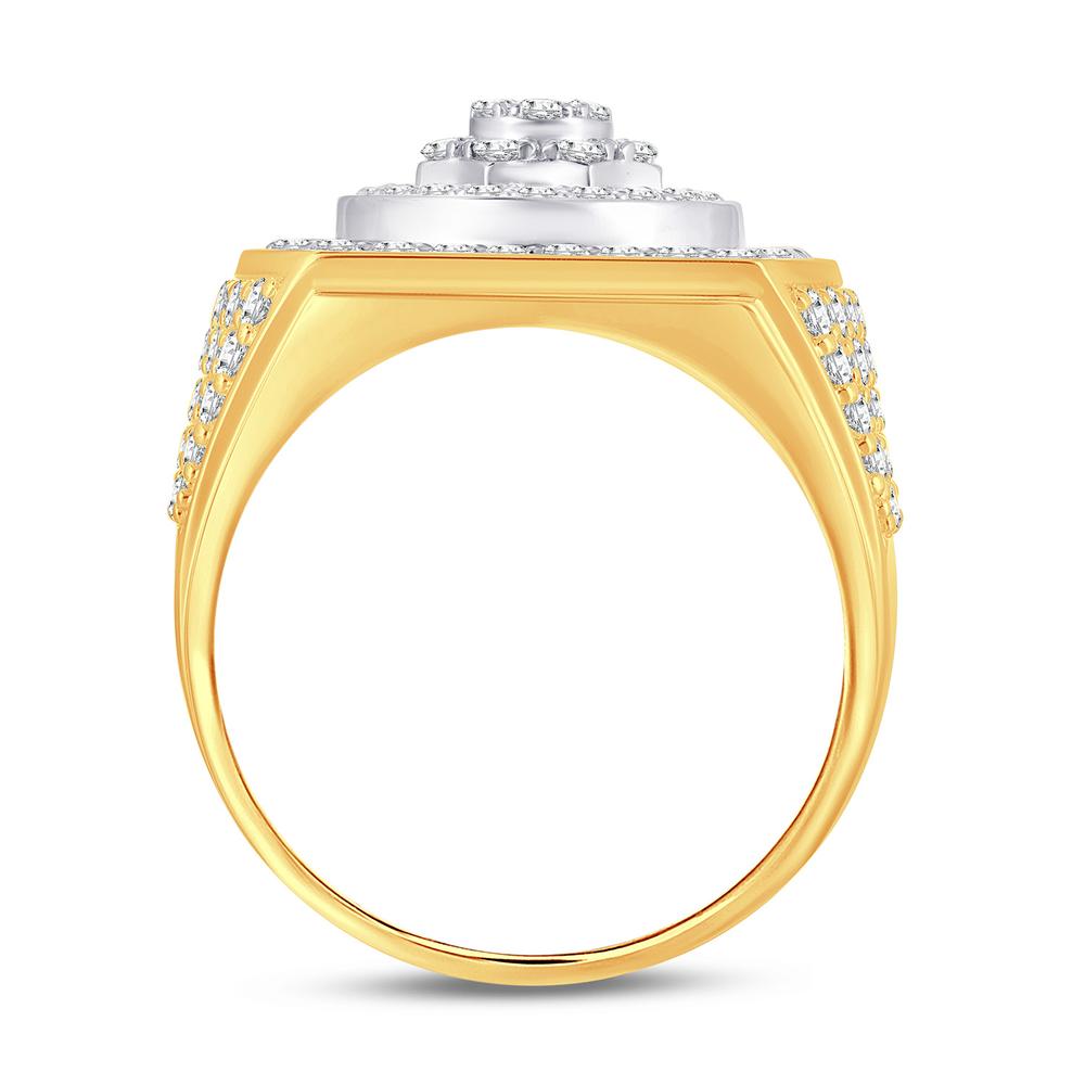 10 Karat Two-Tone (Yellow and White) Gold 2.56 Carat Diamonds Fancy Men's Ring-0326132-YW