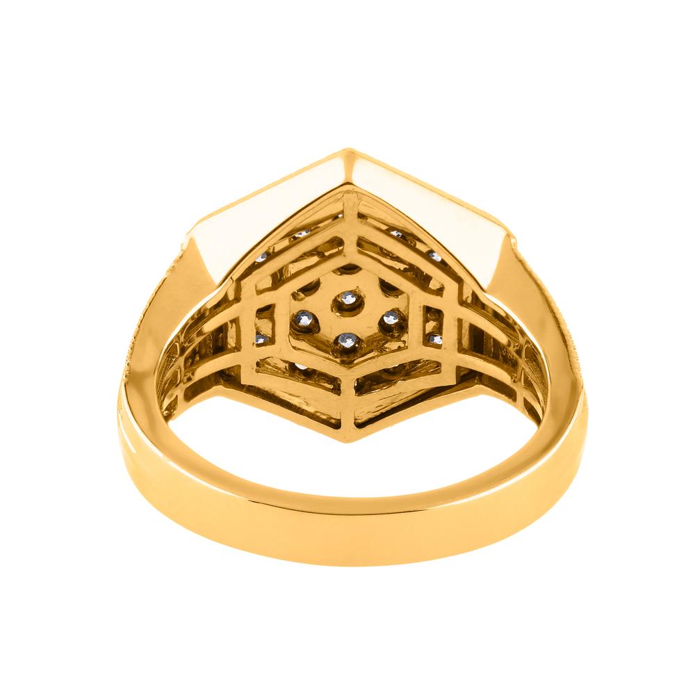 10 Karat Yellow Gold 0.82 Carat Diamonds Hexagon Men's Ring-0329875-YG