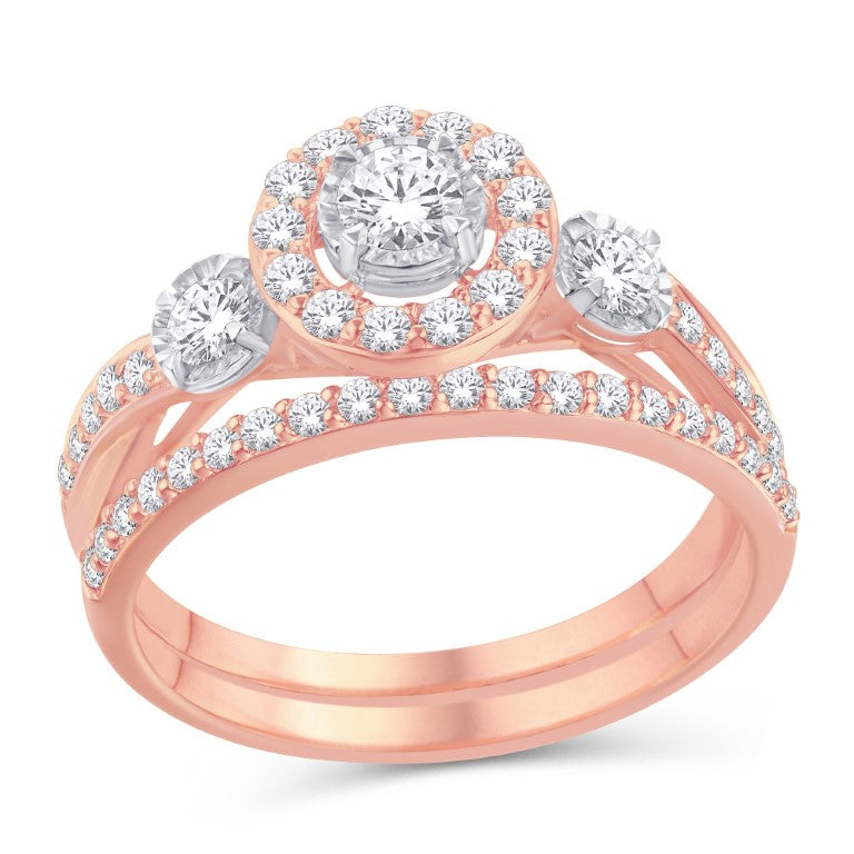 14 Karat Rose Gold 0.77 Carat Diamonds Round Bridal Ring-0526164-RG