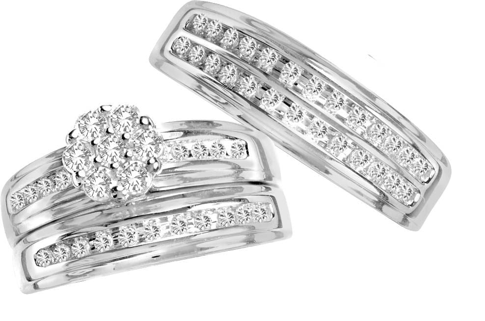 14K 0.82CT Diamond TRIO SET
