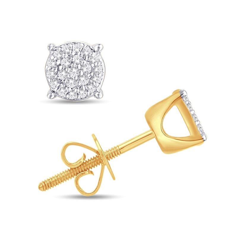 10 Karat Yellow Gold 0.10 Carat Diamonds Round Earrings-0125792-YG
