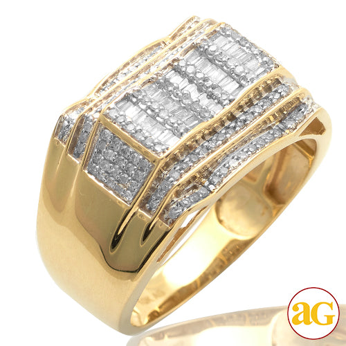 10KY 0.65 CTW BAQUETTE DIAMOND MEN'S RING