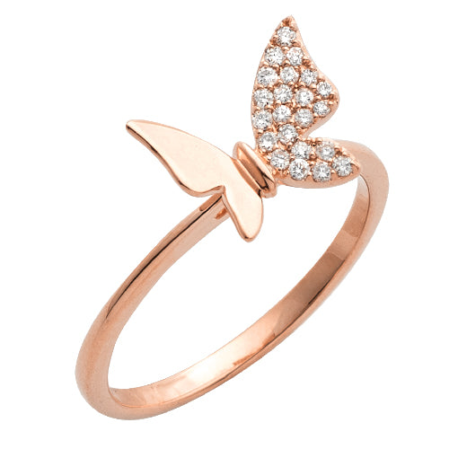 14KR 0.15CTW DIAMOND DESIGNER BUTTERFLY RING