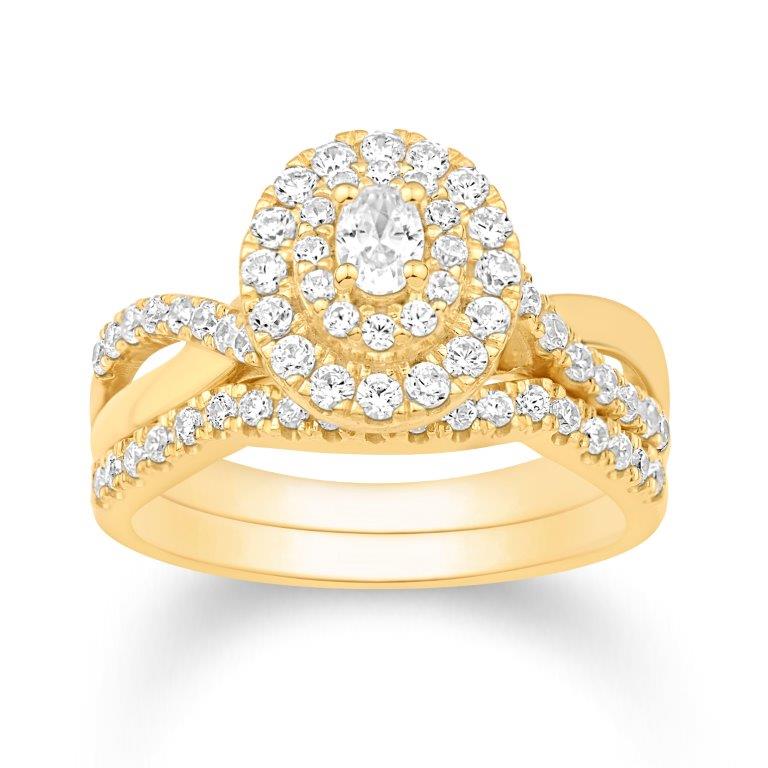 14 Karat White Gold 0.75 Carat Diamonds (0.15 CTR) Round Bridal Ring-0532667-WG