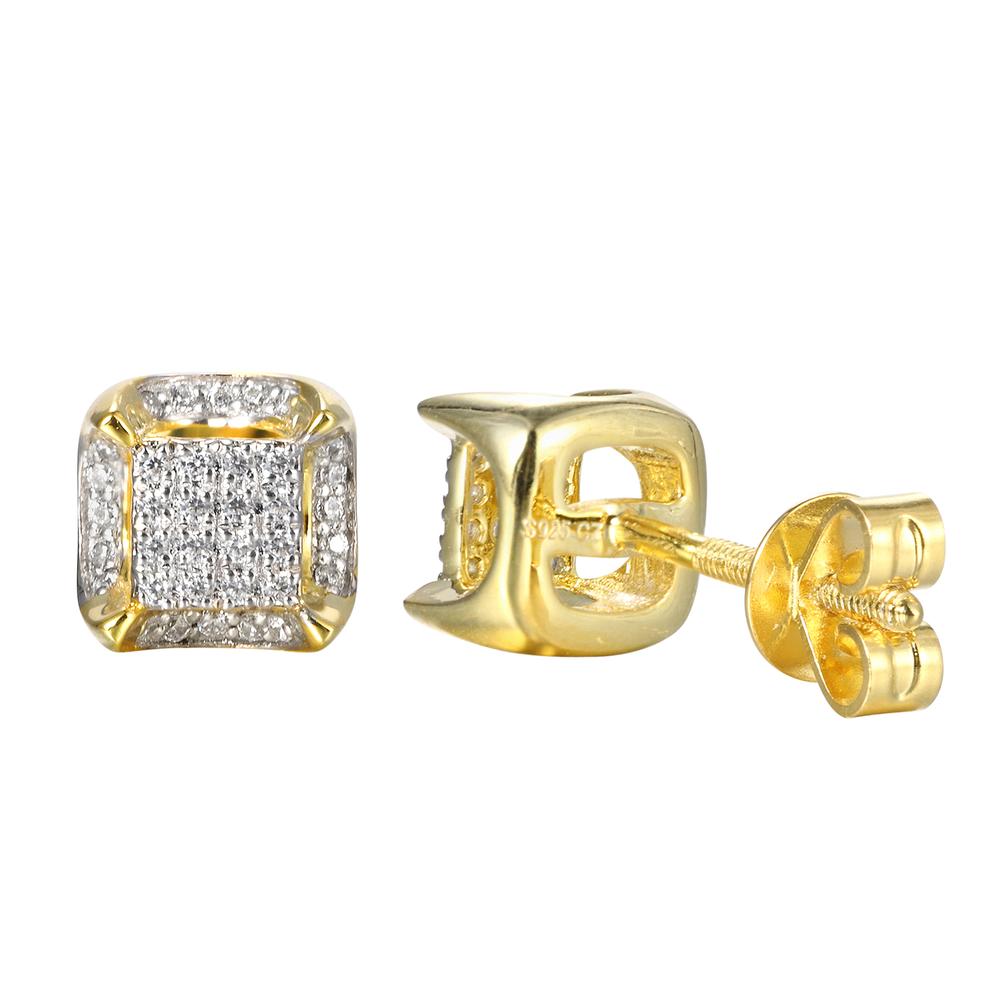 10 Karat Yellow Gold 0.14 Carat Diamonds Cushion Earrings-0125769-YG