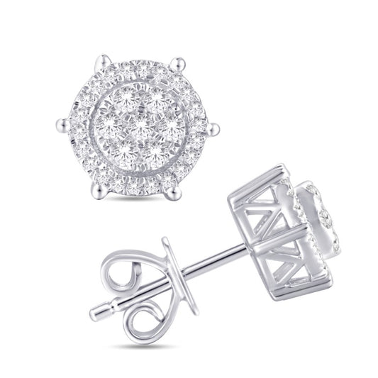 10 Karat White Gold 0.25 Carat Diamonds Round Earrings-0125942-WG