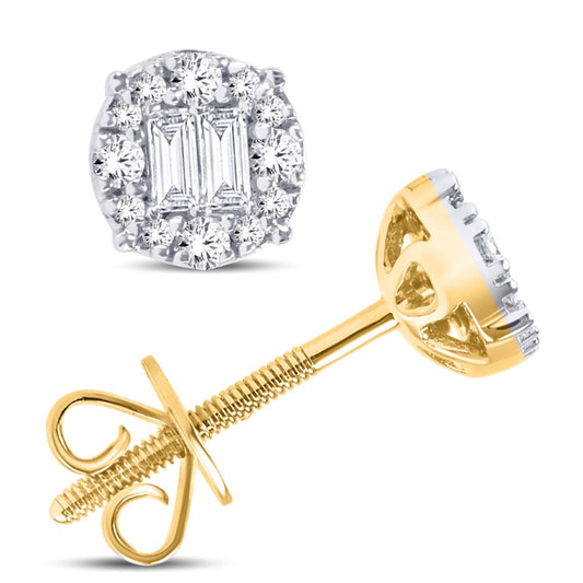 14 Karat Yellow Gold 0.25 Carat Diamonds Round Earrings-0126218-YG