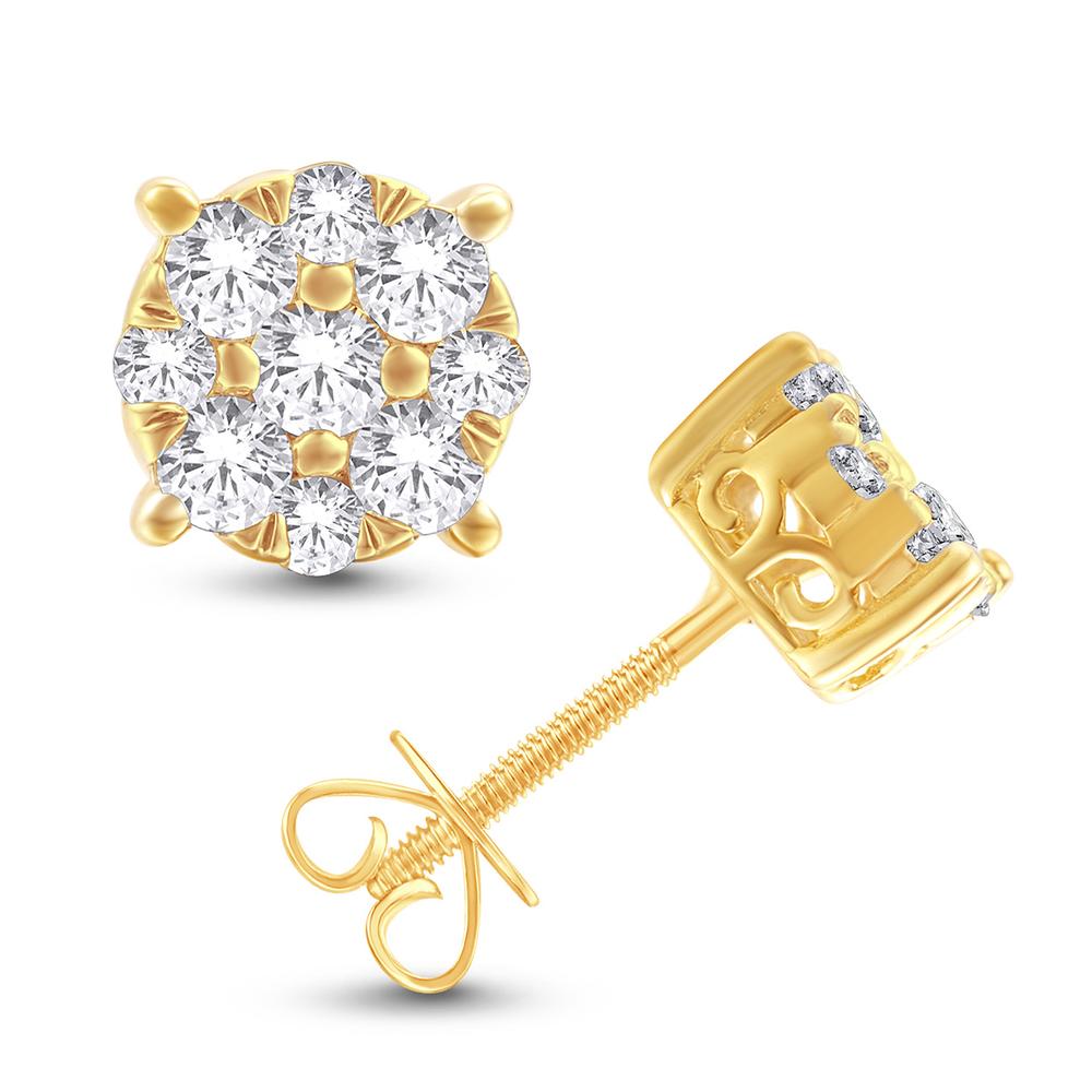 10 Karat All Yellow Gold 0.47 Carat Diamonds Round Earrings-0128033-ALY
