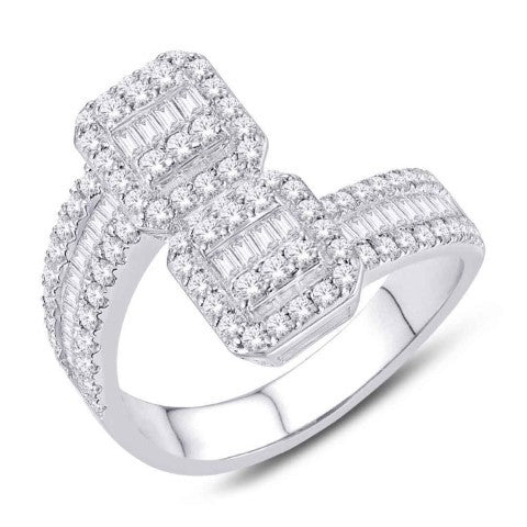 14 Karat White Gold 1.05 Carat Diamonds Bypass Ladies Ring-0224001-WG