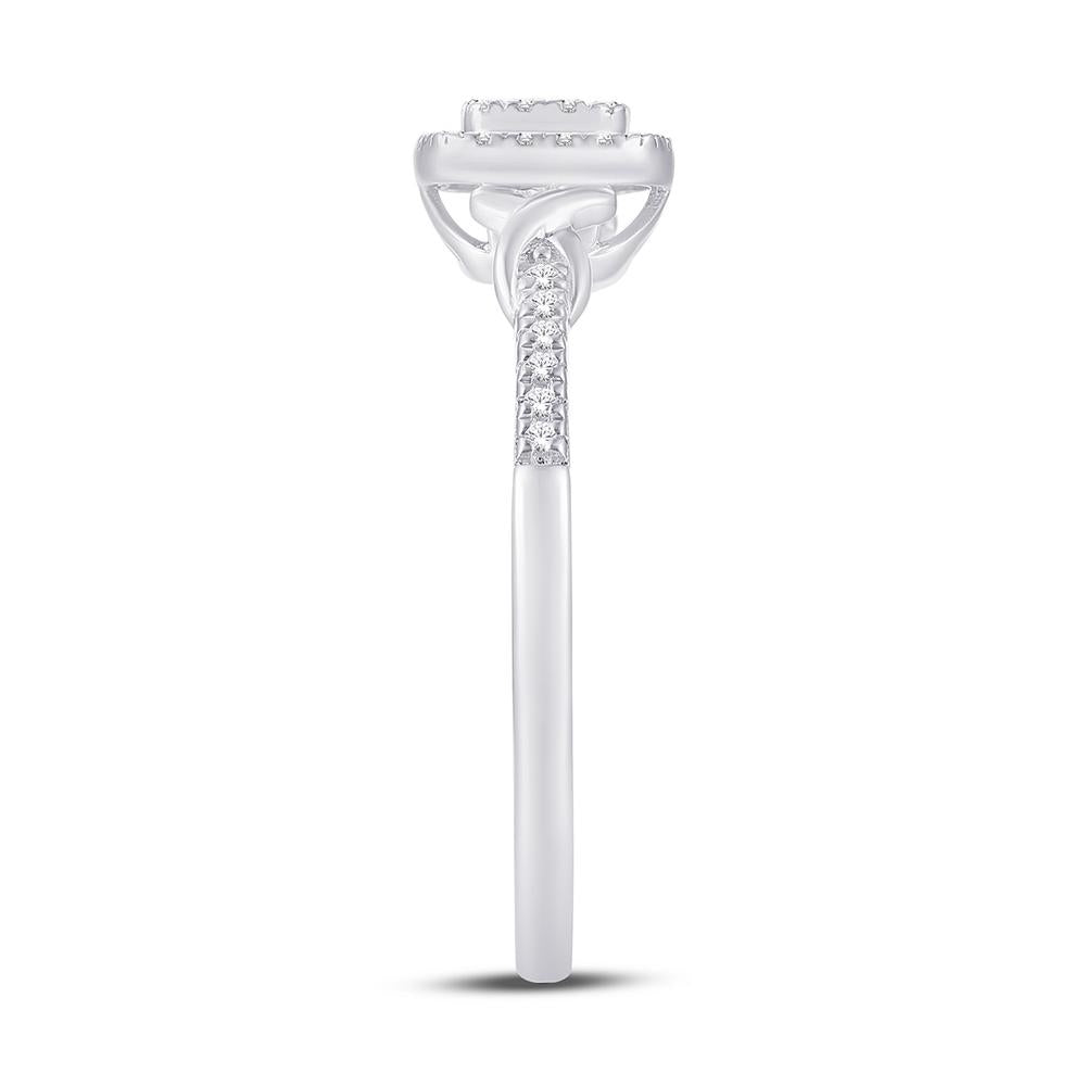 10 Karat White Gold 0.12 Carat Diamonds Cushion Ladies Ring-0224012-WG