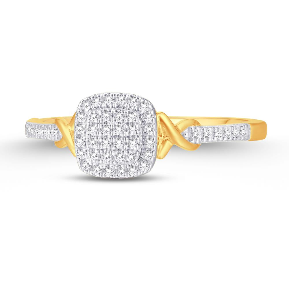 10 Karat Yellow Gold 0.12 Carat Diamonds Cushion Ladies Ring-0224012-YG