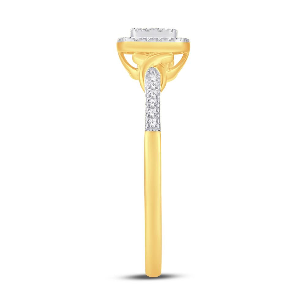 10 Karat Yellow Gold 0.12 Carat Diamonds Cushion Ladies Ring-0224012-YG