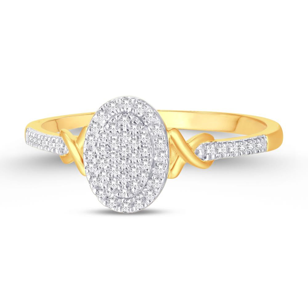 10 Karat Yellow Gold 0.13 Carat Diamonds Oval Ladies Ring-0224013-YG