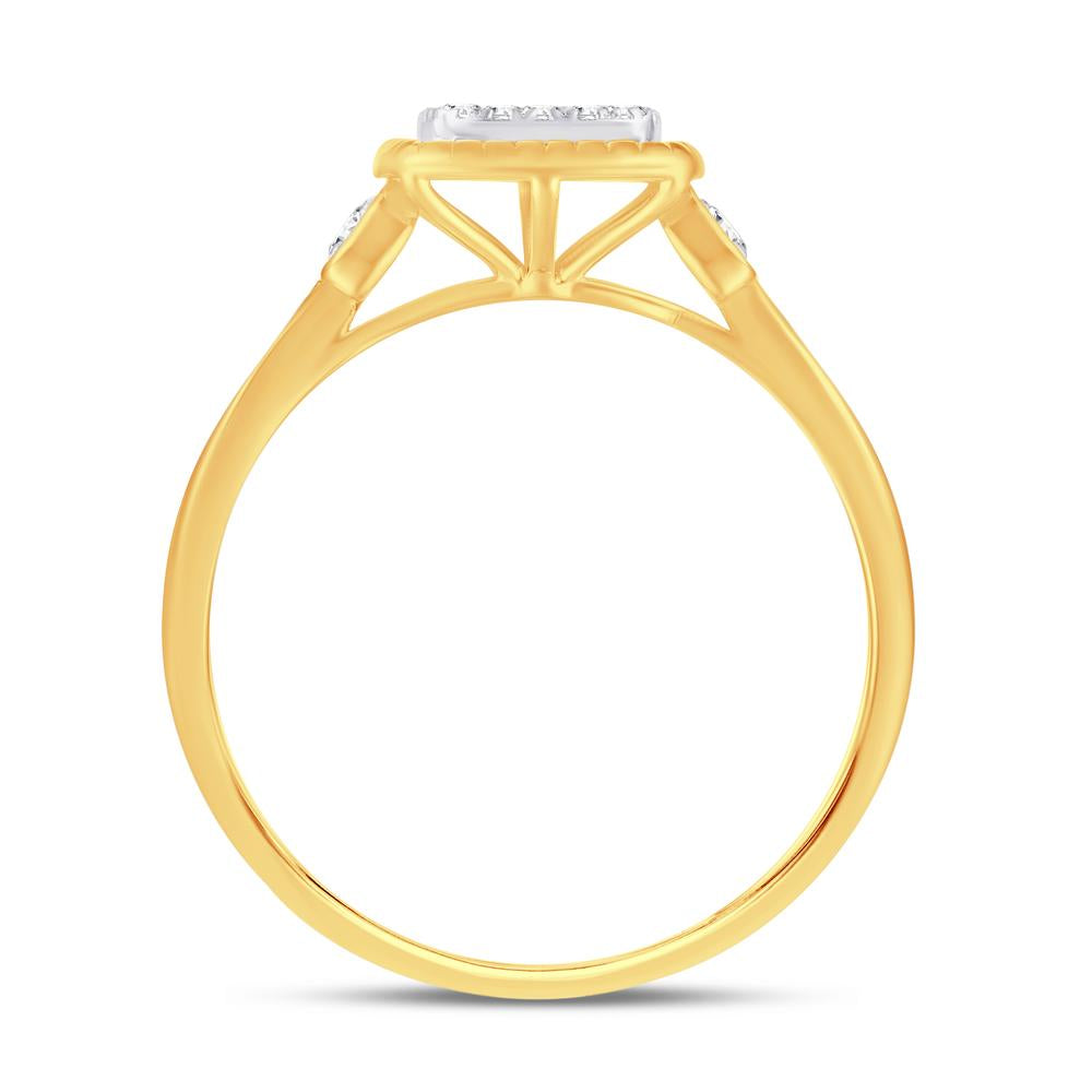 10 Karat Yellow Gold 0.12 Carat Diamonds Cushion Ladies Ring-0224018-YG