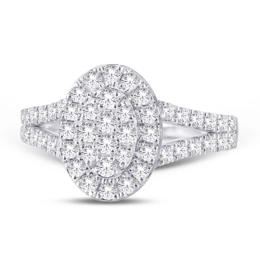 10 Karat White Gold 0.99 Carat Diamonds Oval Ladies Ring-0224026-WG