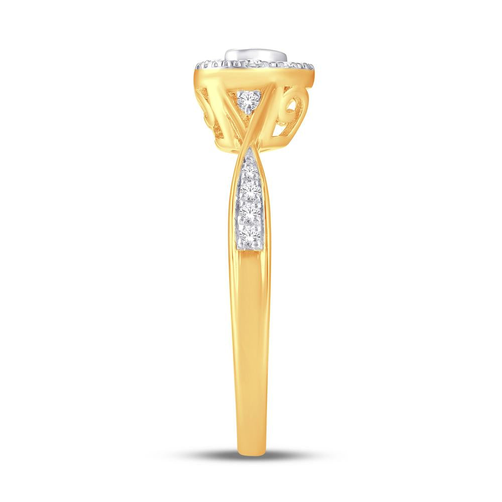 10 Karat Yellow Gold 0.19 Carat Diamonds Heart Ladies Ring-0224036-YG