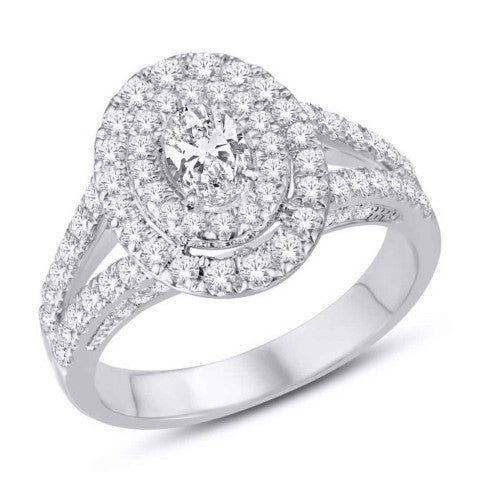 14 Karat White Gold 1.04 Carat Diamonds Oval Ladies Ring-0225631-WG