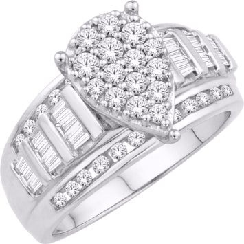 10 Karat White Gold 1.00 Carat Diamonds(L) Pear Cinderella Ladies Ring-0226139-WG
