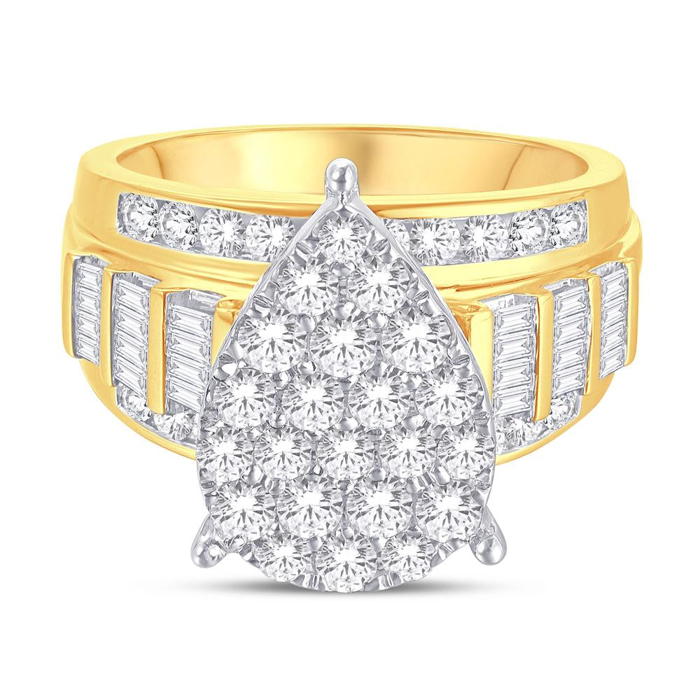 10 Karat Yellow Gold 2.00 Carat Diamonds Pear Ladies Ring-0226255-YG (Size 9)