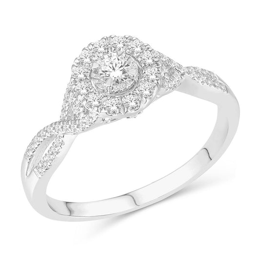 14 Karat White Gold 0.35 Carat Diamonds Flower Ladies Ring-0226269-WG