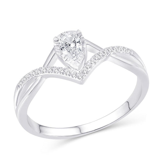 14 Karat White Gold 0.23 Carat Diamonds Pear Ladies Ring-0226270-WG