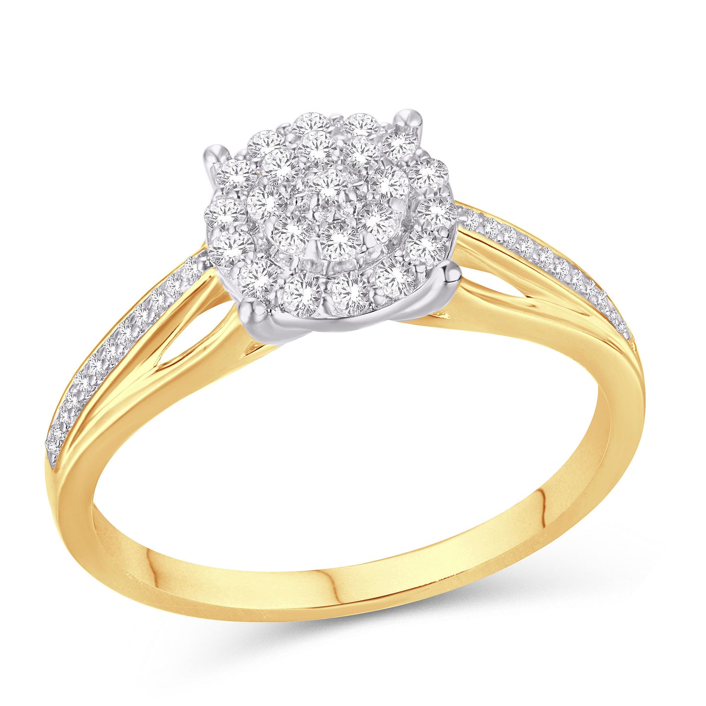 10 Karat Yellow Gold 0.25 Carat Diamonds Round Ladies Ring-0226281-YG
