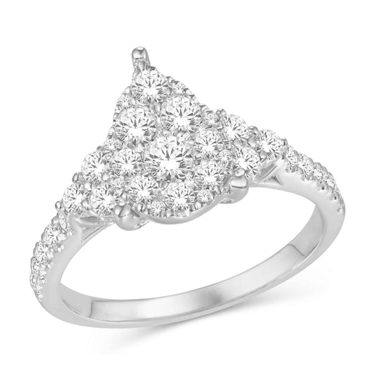 14 Karat White Gold 1.00 Carat Diamonds Pear Ladies Ring-0226296-WG