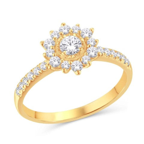 14 Karat Yellow Gold 0.50 Carat Diamonds Flower Ladies Ring-0226381-YG