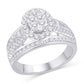 14 Karat White Gold 0.99 Carat Diamonds Oval Halo Cluster Ladies Ring-0226485-WG