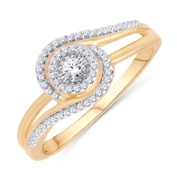 10 Karat Yellow Gold 0.15 Carat Diamonds Fashion Ladies Ring-0226684-YG