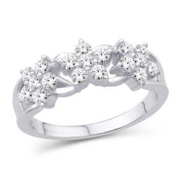 14 Karat White Gold 0.75 Carat Diamonds 3 Flower Fashion Ladies Ring-0226746-WG