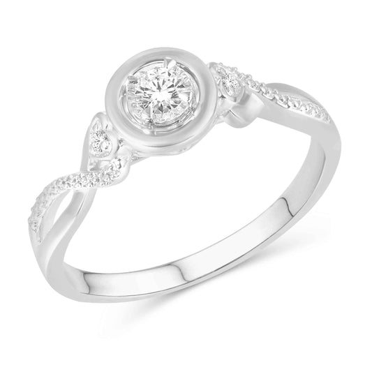 14 Karat White Gold 0.11 Carat Diamonds Round Ladies Ring-0226938-WG
