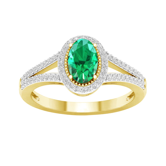 14 Karat Yellow Gold 0.19 Carat Diamonds Oval Ladies Ring-0227326-YG