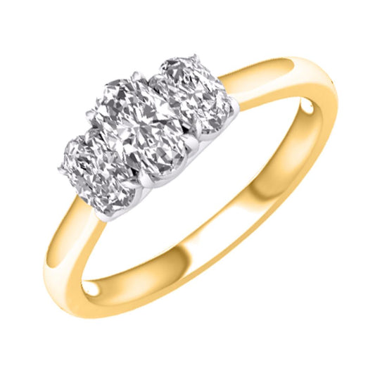 14 Karat Yellow Gold 1.00 Carat Diamonds (Lab Grown Diamonds) Three stone Ladies Ring-0227822-YG
