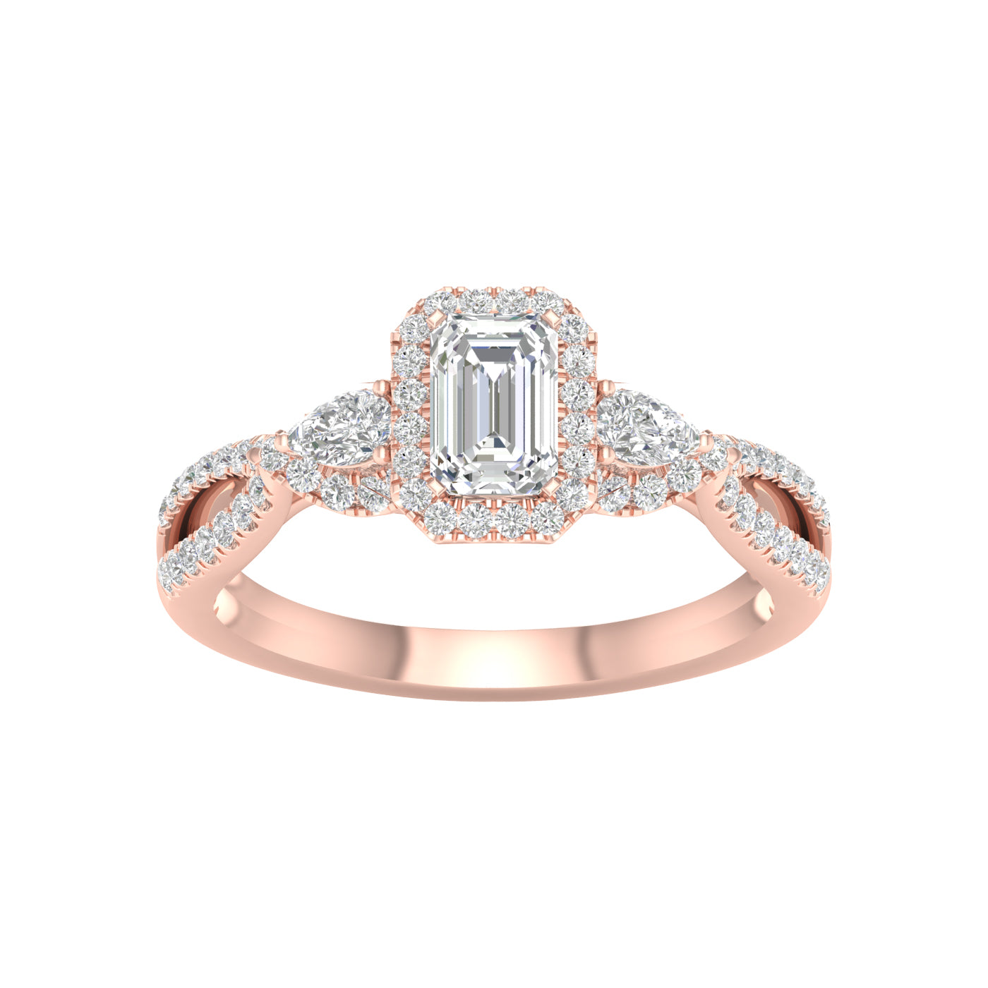 14 Karat Rose Gold 1.00 Carat Diamonds (0.50 CTR) Intertwined Ladies Ring-0227928-RG