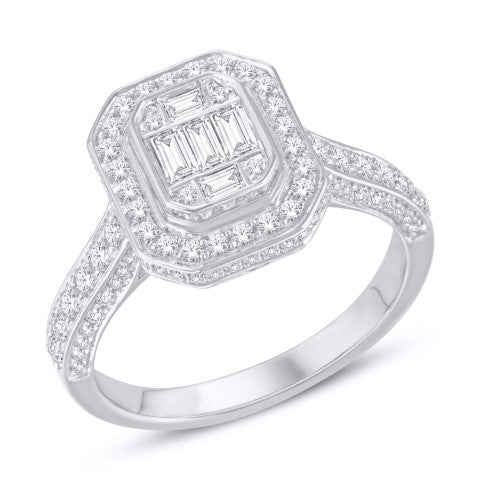 14 Karat White Gold 0.66 Carat Diamonds Cushion Ladies Ring-0228076-WG