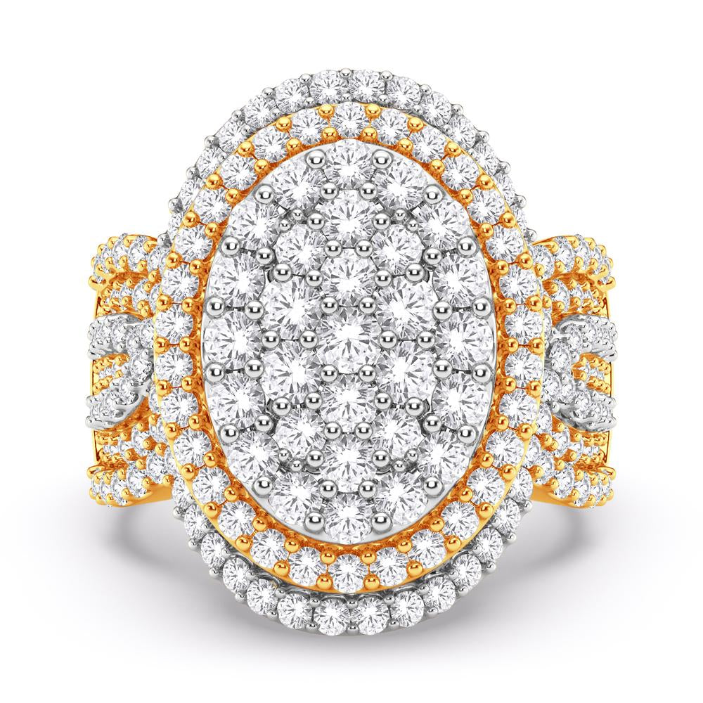 10 Karat Two-Tone (Yellow and White) Gold 2.57 Carat Diamonds Oval Ladies Ring-0228114-YW