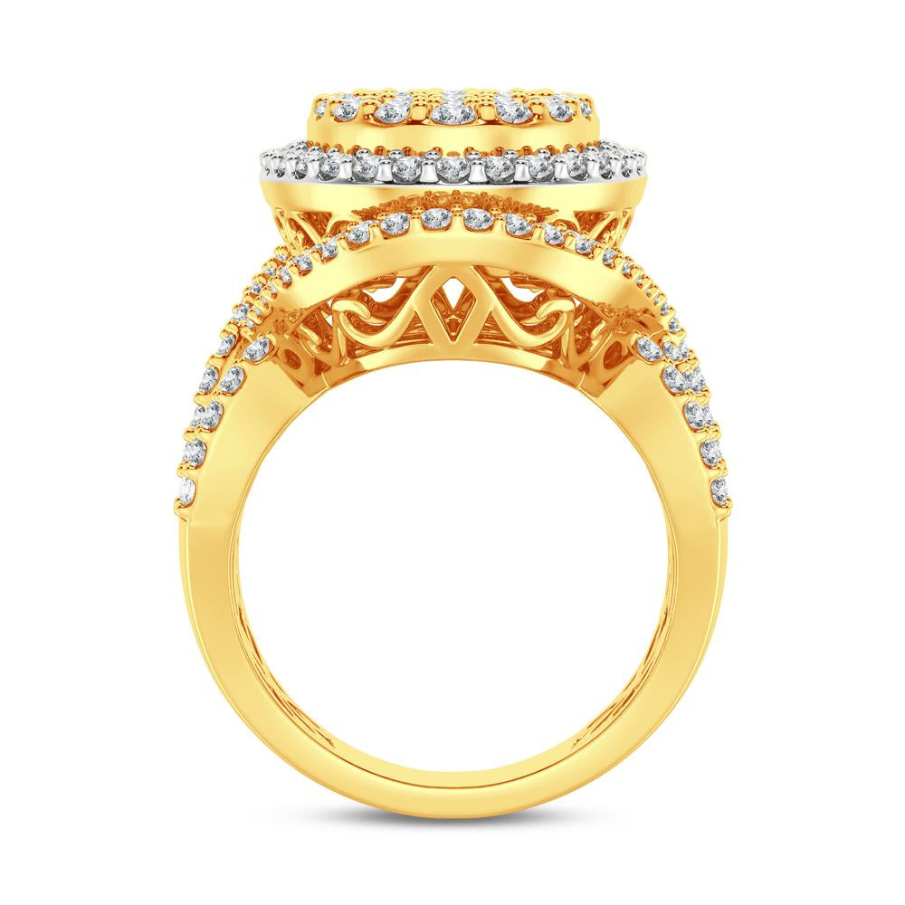 10 Karat Two-Tone (Yellow and White) Gold 2.57 Carat Diamonds Oval Ladies Ring-0228114-YW