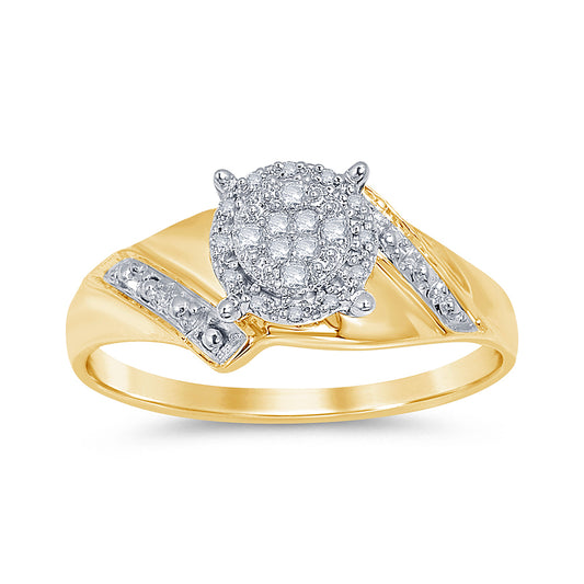 10 Karat Yellow Gold 0.10 Carat Diamonds Round Ladies Ring-0229179-YG